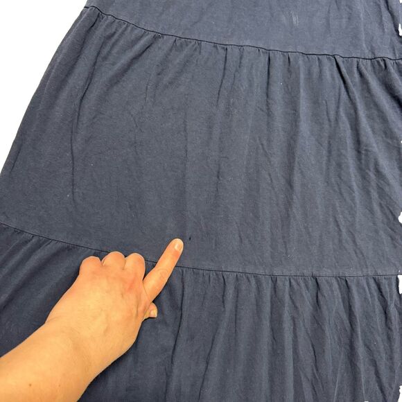 J Crew Striped Tiered Maxi Dress Womens Medium Navy Sleeveless Sundress Peplum - Picture 5 of 8